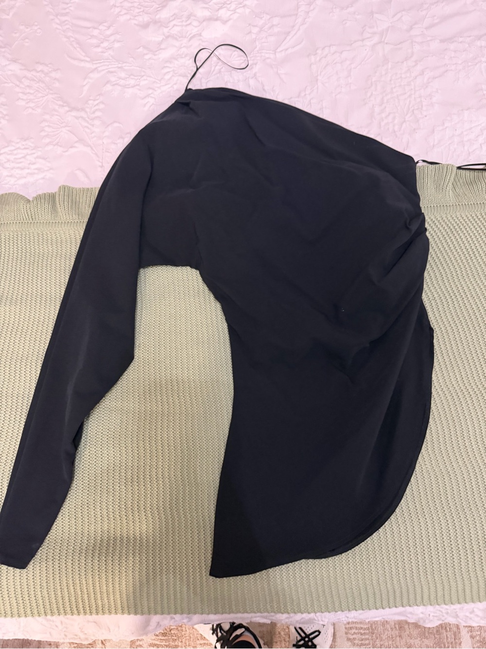 Zara Black One-Shoulder Long-Sleeve Top
